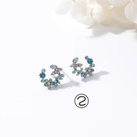 Fresh Cute Hook Drop Oil Flower Stud Crystal Earring