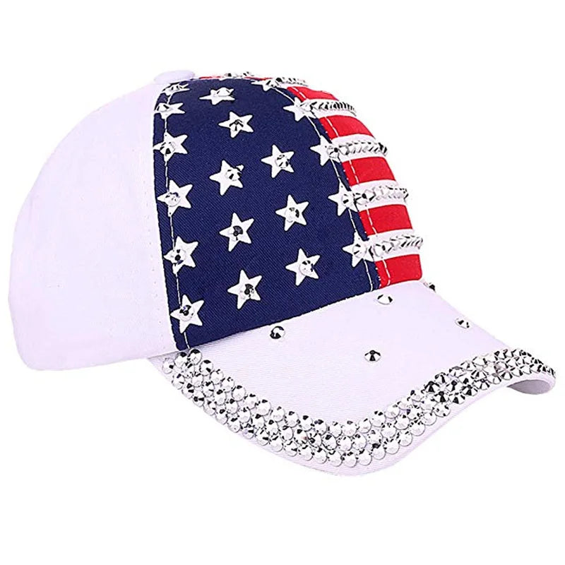 Bling Crystal American Flag USA America Hat