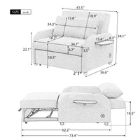 Pull Out Sofa Sleeper 3 in 1 With 2 Wing Table and USB Charge