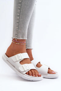 White Buckle Sandles