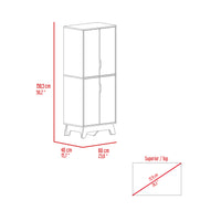 Kitchen Pantry w/ Double Door, Four Legs, Four Shelves - Light Oak / White