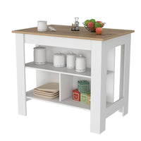 Kitchen Island Antibacterial Dozza, Kitchen Room, Light Oak / White