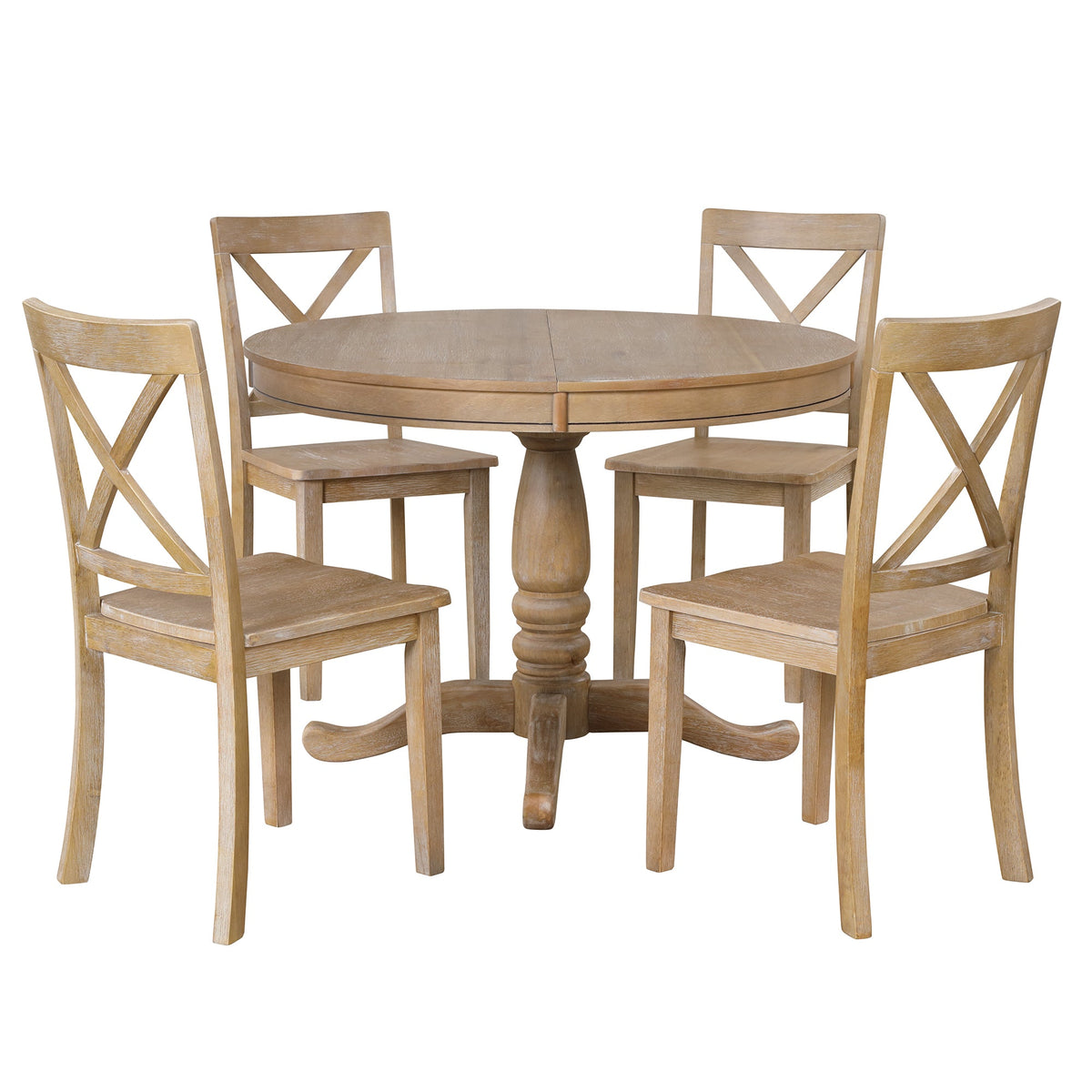 Modern 5 Piece Dining Table Set - Round Table and 4 Chairs