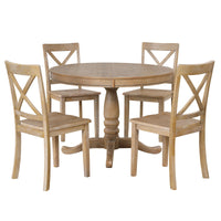 Modern 5 Piece Dining Table Set - Round Table and 4 Chairs