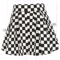 Pleated Checker board Harajuku High Waisted Skirt