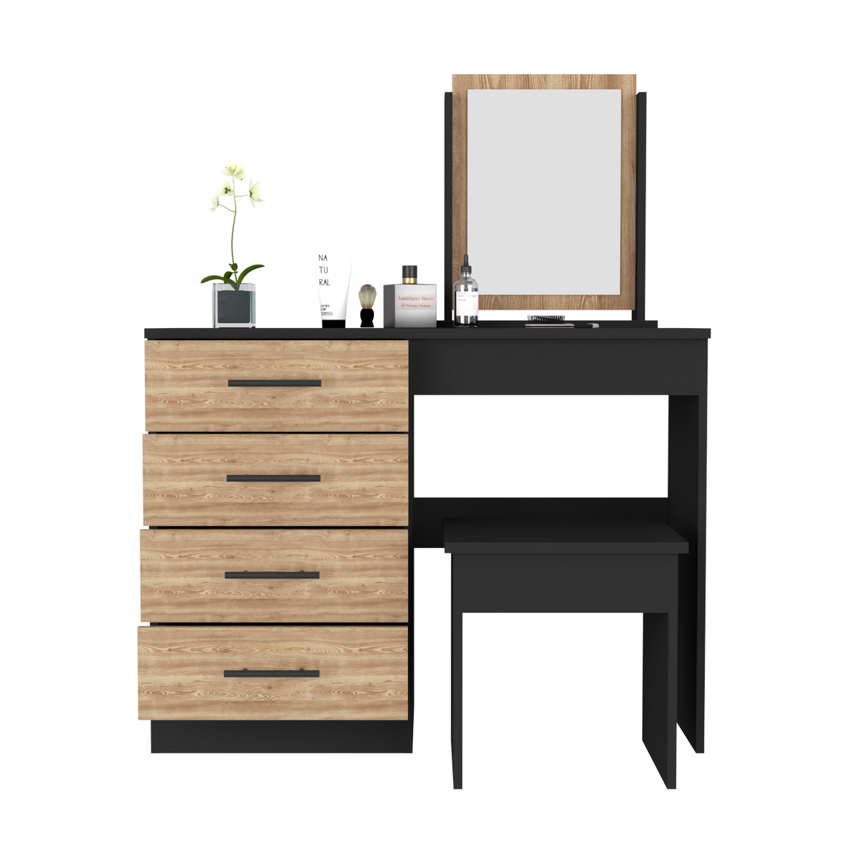 Makeup Dressing Table Roxx, Bedroom, Black / Pine