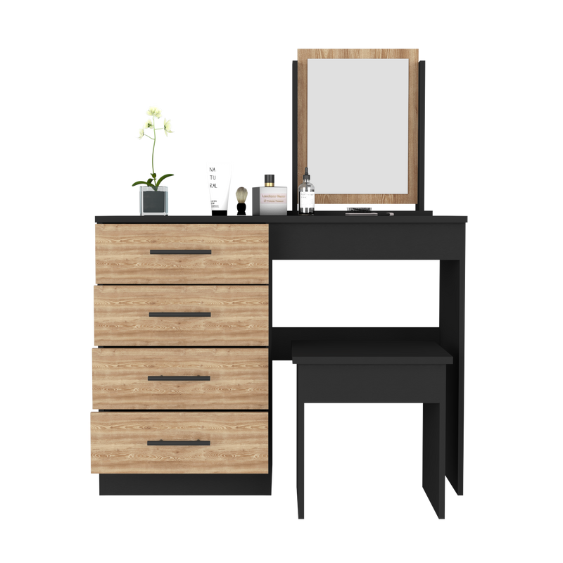 Makeup Dressing Table Roxx, Bedroom, Black / Pine