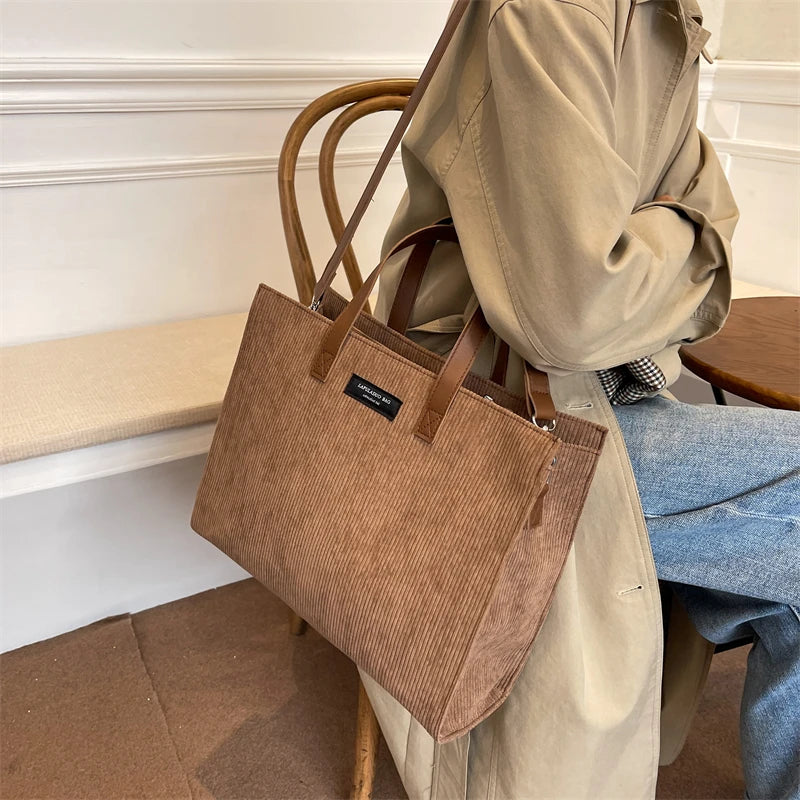 LEFTSIDE Large Corduroy Tote for Anything & Everything