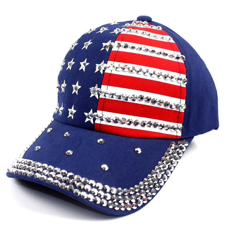 Bling Crystal American Flag USA America Hat