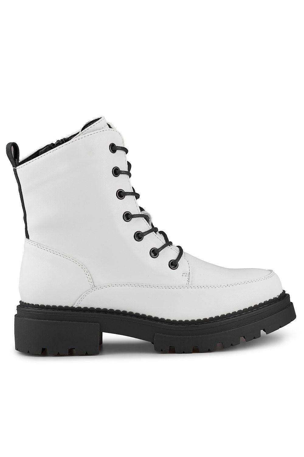 White Leather Lace-Up Boots