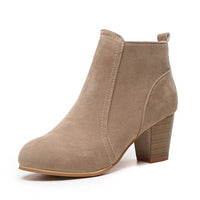 Square Heel Leather Ankle Boots