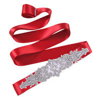 Rhinestones Wedding Belt w/ Crystal Applique for Waistband Bridal Sash