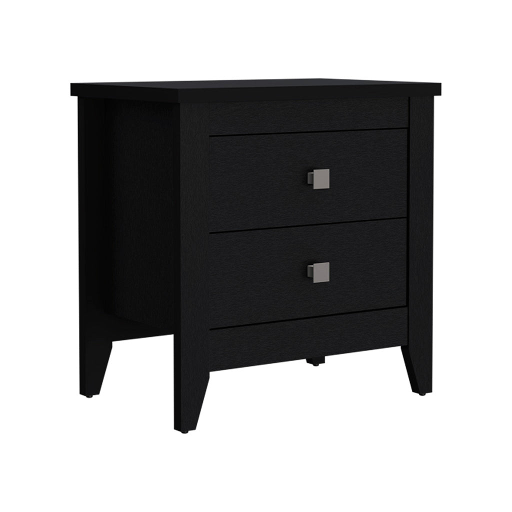 Nightstand More, Two Shelves, Four Legs - Black