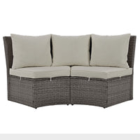 5-Piece Round Rattan Sectional Set All-Weather PE Wicker w/ Round Liftable Table