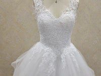 V-Neck Princess Wedding Dress With Tiered Tulle Skirt