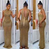 EGYPT - Sparkly Crystal Rhinestone Bodycon Maxi Dress