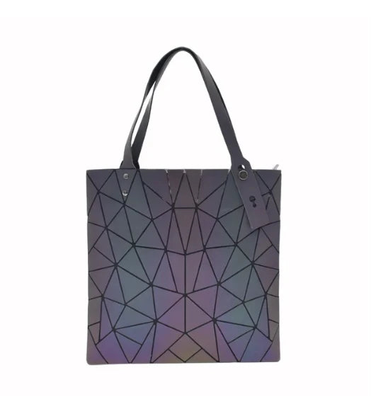 Luminous Bao Reflective Geometric Quilted Shoulder Bags/Totes (Multi Colors)