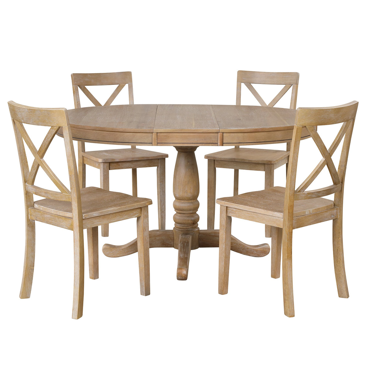 Modern 5 Piece Dining Table Set - Round Table and 4 Chairs