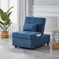 Living Room Bed Room Furniture With Blue Linen Fabric Recliner Chair Bed