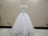 V-Neck Princess Wedding Dress With Tiered Tulle Skirt