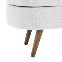 Ottoman Oval Storage Bench, Rubber Wood Legs, White(43.5"x16"x16")