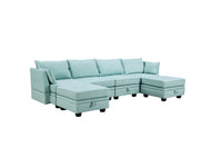 Modern Large U-Shape Modular Sectional Sofa w/ Reversible Chaise & Storage Seat