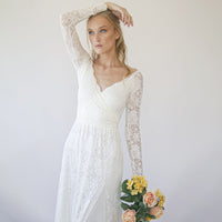 Simplistic Lace Edge, Ivory Off Shoulder Long Sleeve Mermaid Wedding Dress