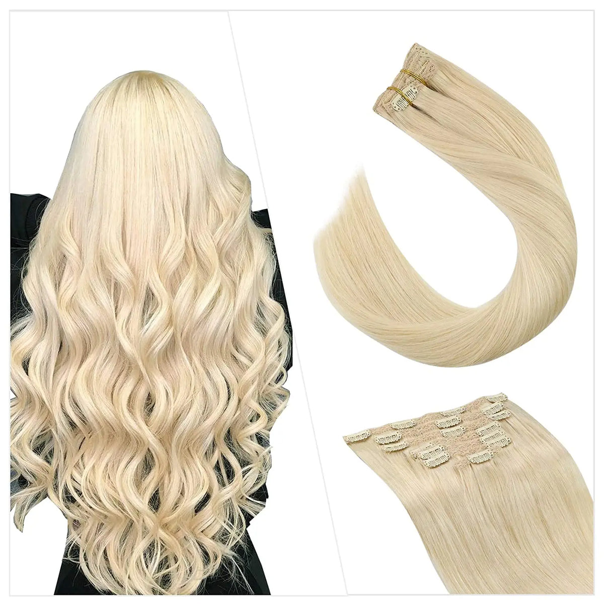 [16 Colors] 7 Pc Clip in Extensions, Human Hair 14-22" Double Weft Remy Hair