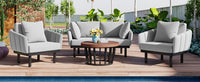 Luxury Modern 4-Piece Outdoor Iron Frame Patio Set w/ Acacia Wood Coffee Table