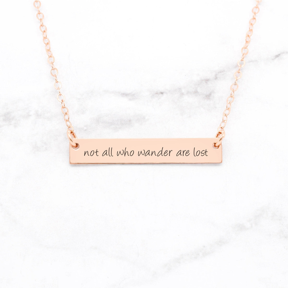 Not All Who Wander Are Lost - Sterling Silver Quote Bar Necklace