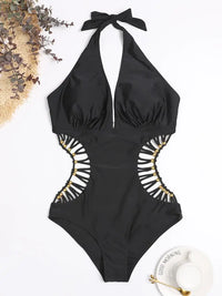 One Piece Deep v Monokini Backless High Cut Swim Suit