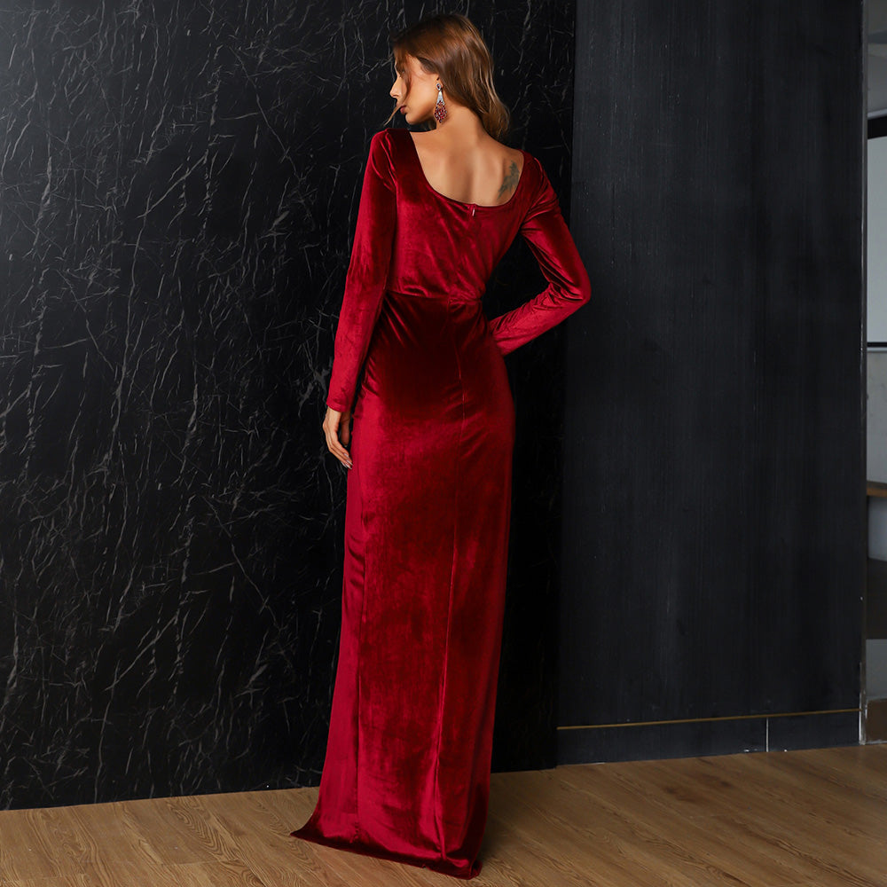 Joline Long Sleeves Velvet Dress