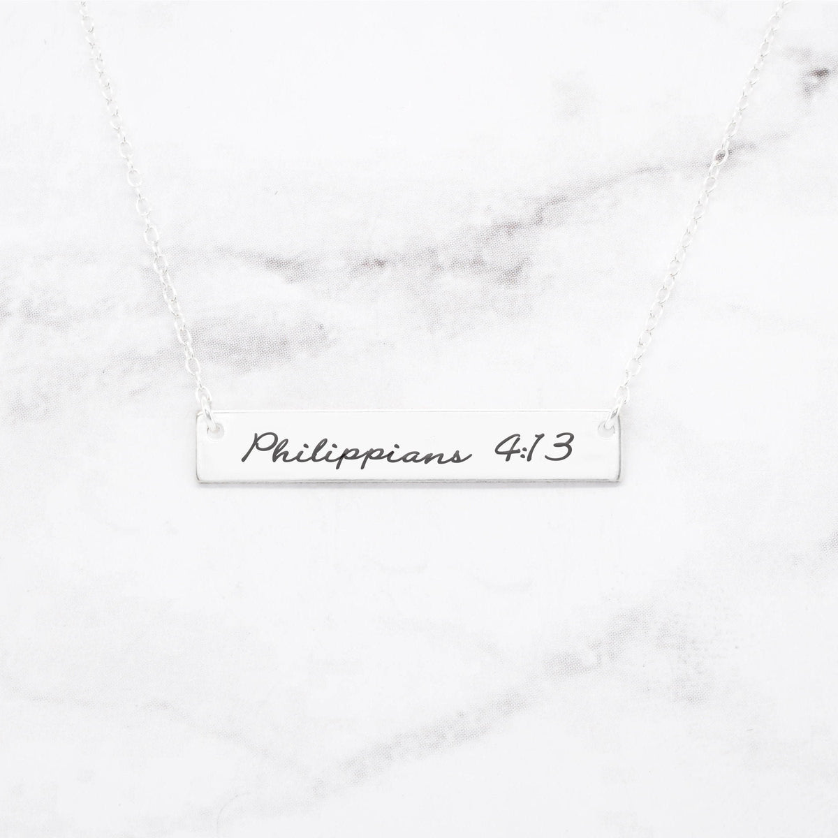 Philippians 4:13 Necklace - Gold Bar Necklace