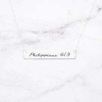 Philippians 4:13 Necklace - Gold Bar Necklace