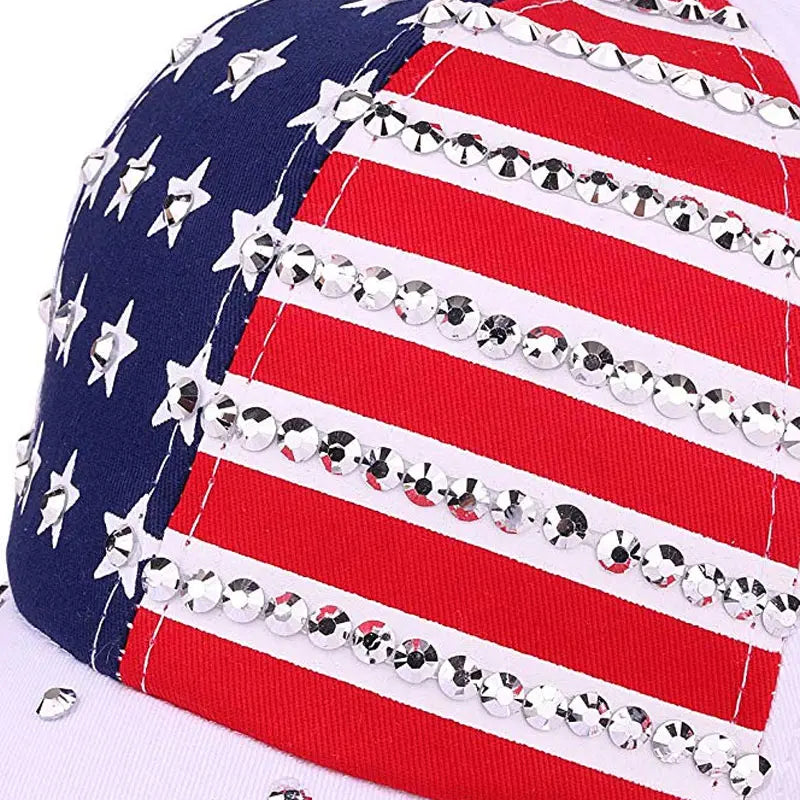 Bling Crystal American Flag USA America Hat