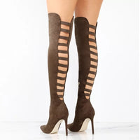 Ladder Cut - Over the Knee Stretch High Heel Boots