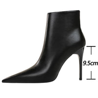 BIGTREE Leather Pointed Toe, Ankle Boots