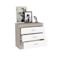 Three Drawer Dresser Lial, Superior Top, Metal Hardware - Light Gray / White