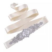 Rhinestones Wedding Belt w/ Crystal Applique for Waistband Bridal Sash