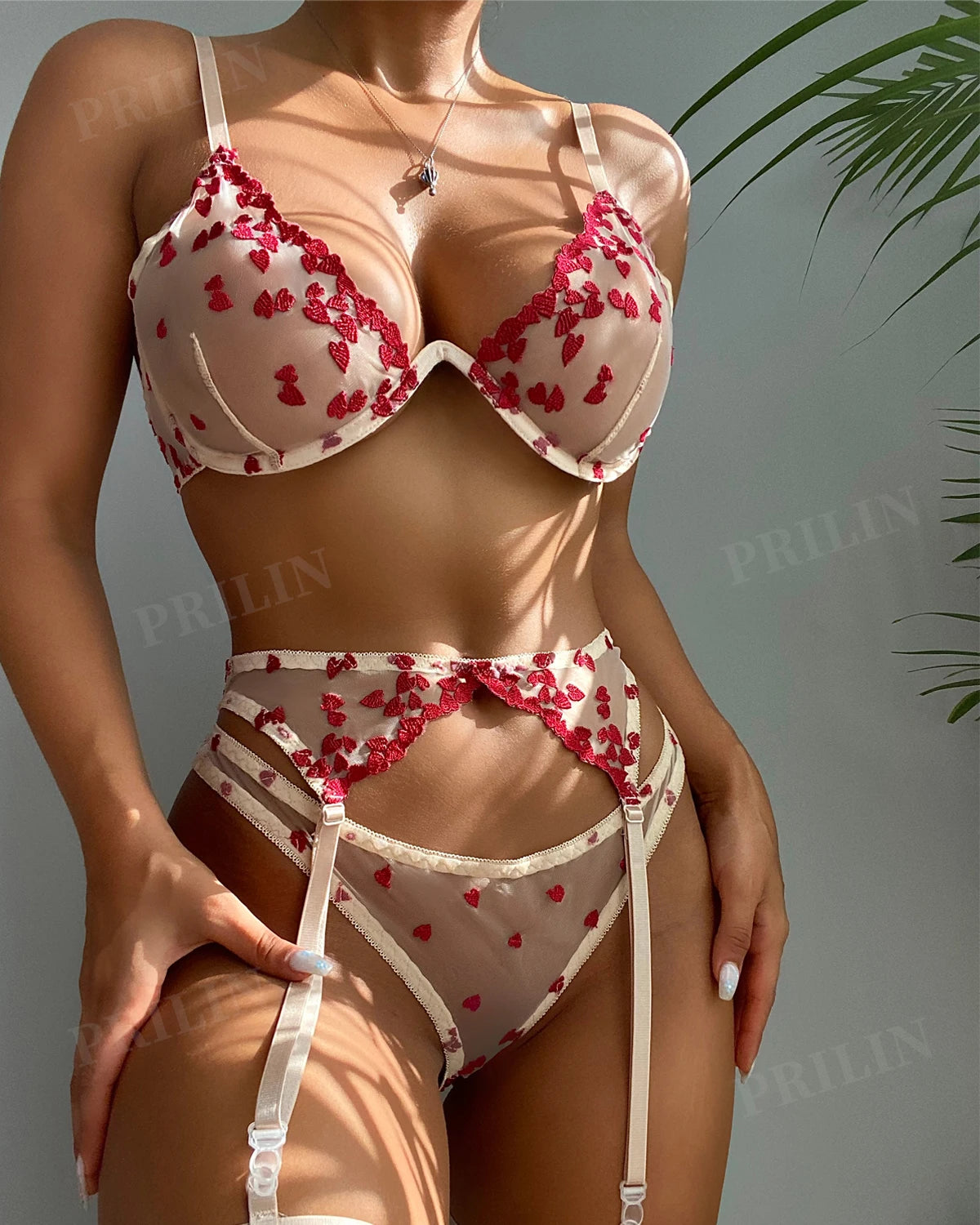 Rose Pedals Lingerie Embordered Set