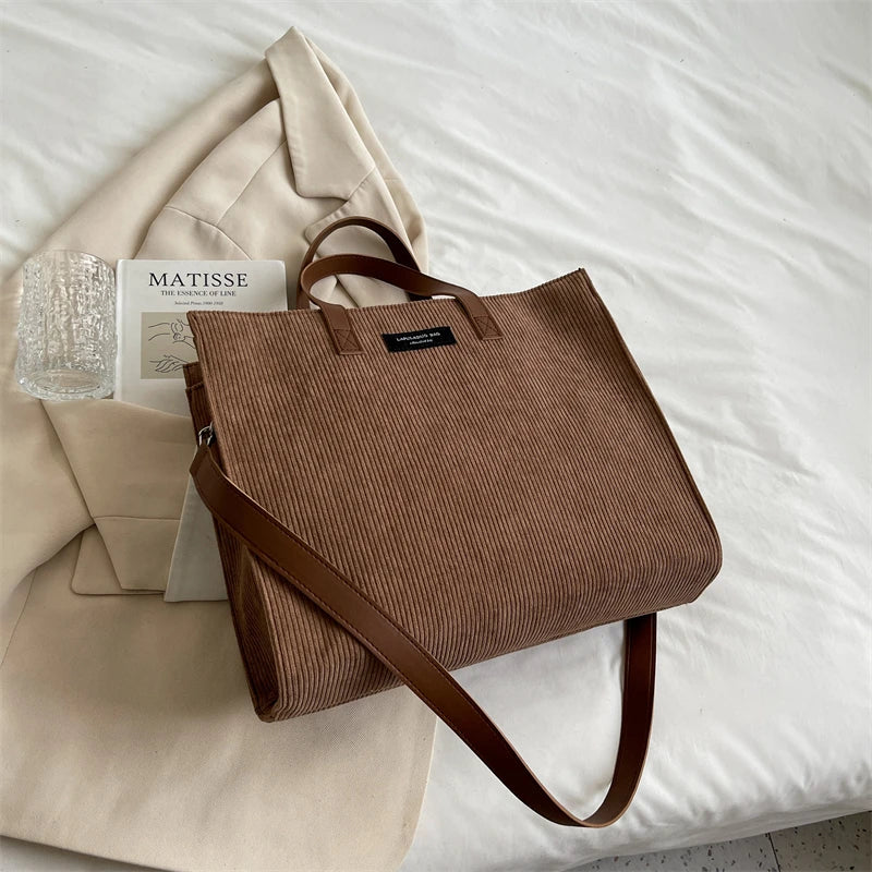 LEFTSIDE Large Corduroy Tote for Anything & Everything