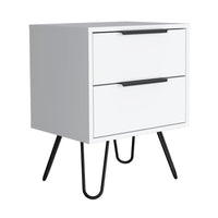 Nightstand Skyoner 2, Harpin Legs, Two Drawers - White