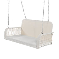 2-Seater Hanging Bench With Chains - PE Wicker Porch Swing