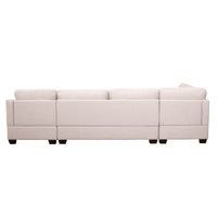 Modern Large U-Shape Sectional Sofa, Double Wide Chaise Lounge Couch,  Beige